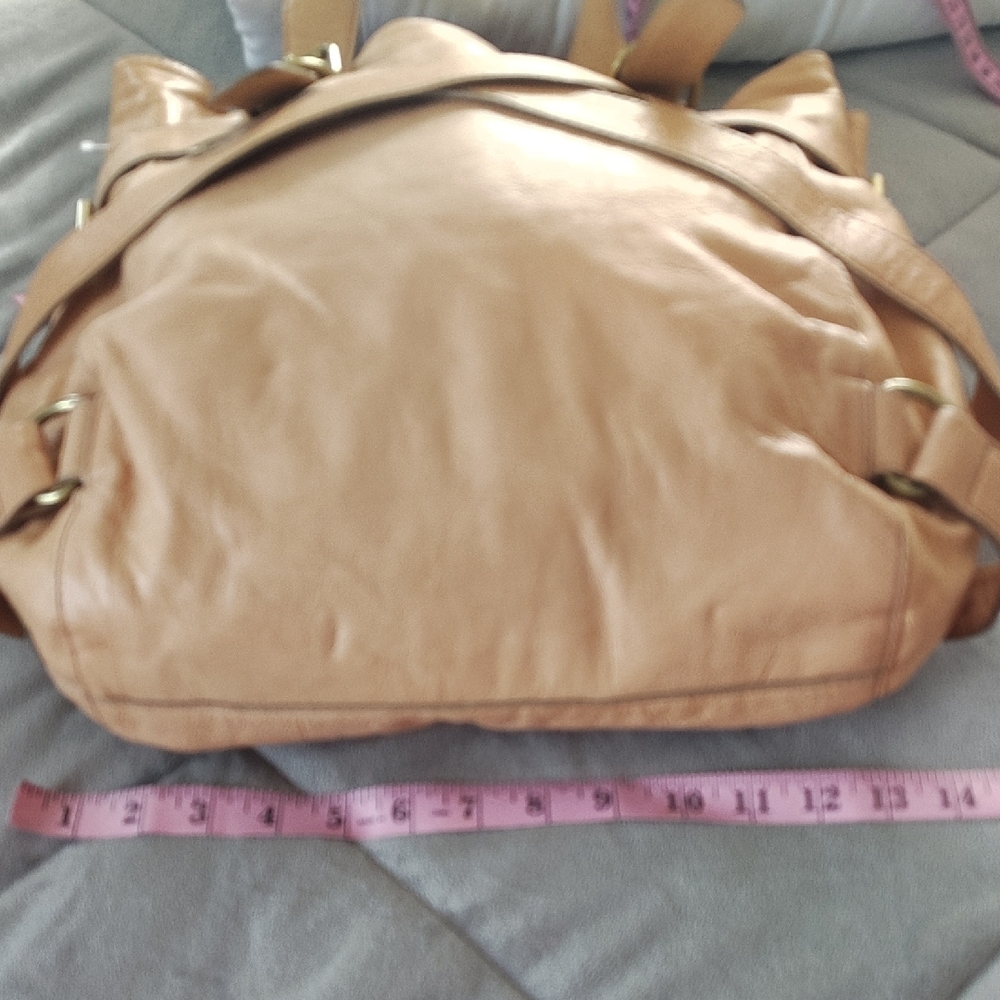 Kooba Natural Tan Elegant Leather Tote with Buckle Accents - Picture 6 of 14